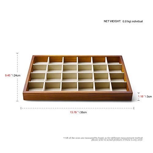 Oirlv Solid Wood Jewelry Tray,Jewelry Drawer Organizer,24 Grid - color: Creamy-white 24 grid tray