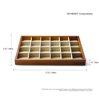 Oirlv Solid Wood Jewelry Tray,Jewelry Drawer Organizer,24 Grid - color: Creamy-white 24 grid tray