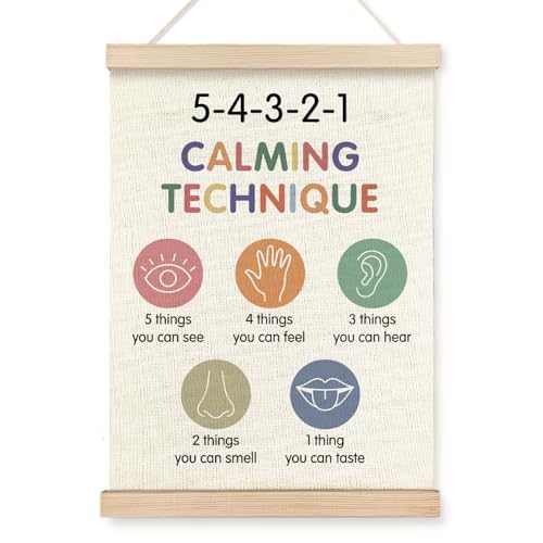 VGXKJIIOD Mental Health Calming Corner Wall Art Poster 12x16 in, Calming Technique Anti Anxiety Canvas Wall Decor Prints Sign Artwork for Classroom Therapy Counselor Office Calming Room - color: calming technique
