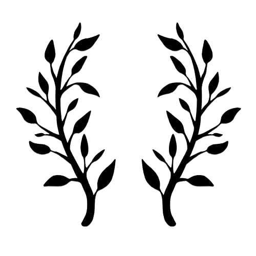 Yuzhuo 2 Pieces Metal Tree Leaf Wall Décor Branch Leaf Wall Art for Indoor Outdoor Garden Home Bedroom Living Room Decorations (Black) - color: Black, size: S
