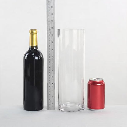 CYS Excel Clear Glass Cylinder Vase (H:12" D:4") | Multiple Size Choices Glass Flower Vase Centerpieces | Hurricane Floating Candle Holder - size: H-12" D-4"