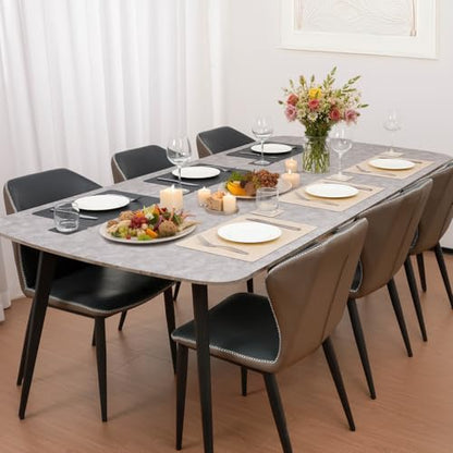 Vinyl Placemats Set of 4, Dual Sided Place Mats with Drink Coasters - color: Beige/Dark Gray Two-tone, size: Set of 4
