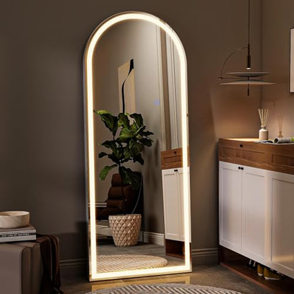 VooBang 56"x21" LED Arched Mirror Full Length with Dimmable Lights - color: White, size: 56"L x 21"W