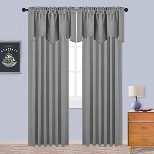 NICETOWN 2 Panels Silver Grey Kitchen Valances for Windows, 42W x 18L - color: Silver Grey, size: 42"W x 18"L (Pack of 2)