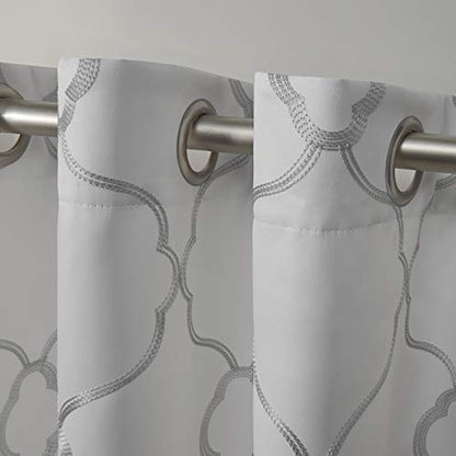 Exclusive Home Belmont Embroidered Room Darkening Blackout Grommet Top Curtain Panel Pair, 52"x63", Winter - color: Winter, size: 52"W x 63"L (Pack of 2)