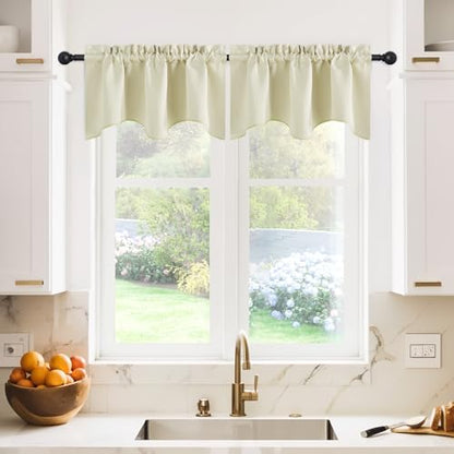 NICETOWN 2 Panels Light Beige Kitchen Valances for Window, 42W x 18L - color: Light Beige, size: 42"W x 18"L (Pack of 2)