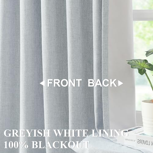 Vision Home Pinch Pleated Full Blackout Curtains Linen Blended Room Darkening Window Curtains 63 inch for Living Room Bedroom Thermal Insulated Pinch Pleat Drapes with Hooks 40" Wx63 Lx2,Bluish Gray - color: Grayish Blue, size: 40"W x 63"L (Pack of 2)
