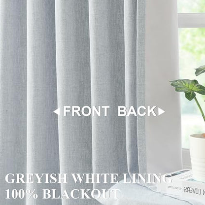 Vision Home Blue Gray Pinch Pleated Full Blackout Curtains Linen Blended Room Darkening Window Curtains 72 inch for Living Room Bedroom Thermal Insulated Pinch Pleat Drapes with Hooks 40" Wx72 Lx2 - color: Grayish Blue, size: 40"W x 72"L (Pack of 2)