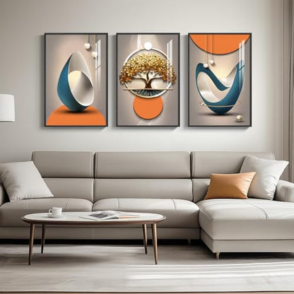 Large Framed Modern Luxury Wall Art for Living Room, 3 Piece 24x36 In - color: Bright, size: 24" W x 36" H x 3 pieces