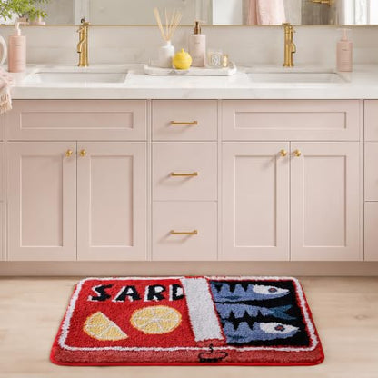 TRUEDAYS Sardine Bath Mat, Cute Bath Rugs for Bathroom 20x30 Inch, Red - color: Red, size: 20x30 inches (Rectangular)