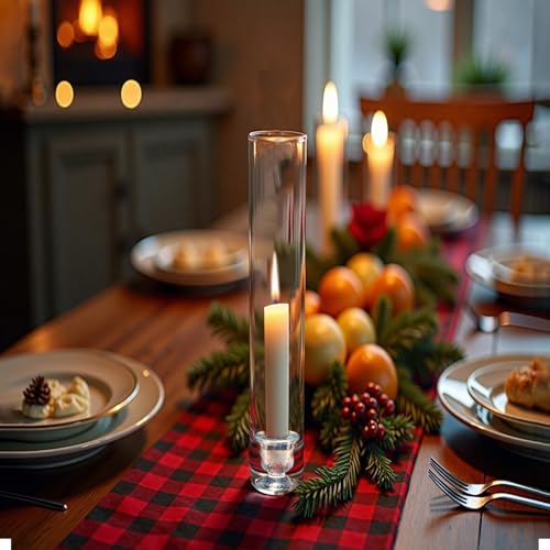 12 Pack Clear Glass Hurricane Candle Holders 14 Inch Tall