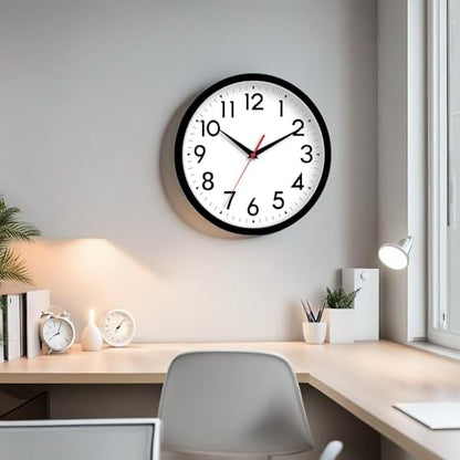 DAXSMY 10 Inch Wall Clock, Battery Operated Silent Non Ticking - color: A-black, size: 10"