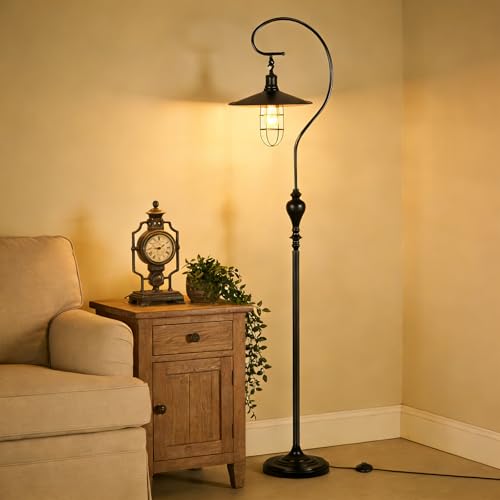 Farmhouse Floor Lamp for Living Room, Floor Lamp with Foot Switch