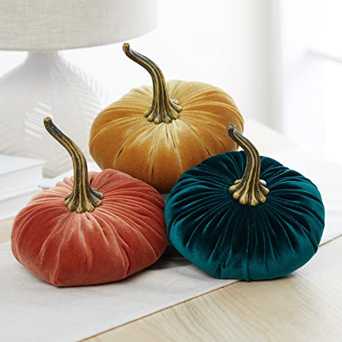 Your Heart's Content Emerald 6.25 inch Velvet Pumpkin (Emerald) - color: Emerald