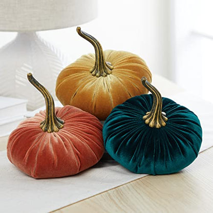 Your Heart's Content Emerald 6.25 inch Velvet Pumpkin (Emerald) - color: Emerald