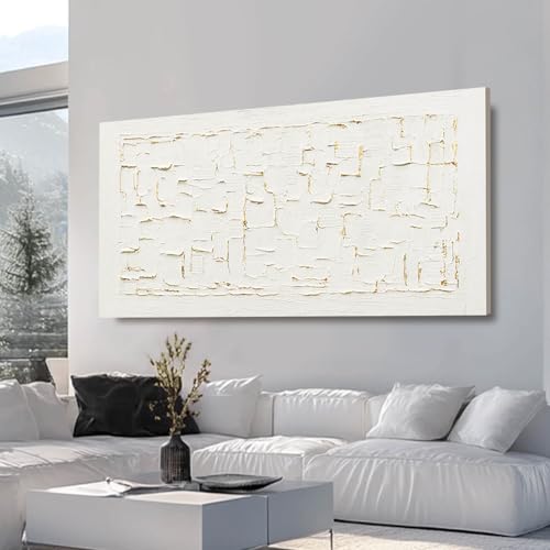 SOUGUAN Neutral Wall Art Modern Wall Decorations Minimalist Canvas Paintings 29"x58" Hand Painted Artwork for Bedroom Kitchen Pictures - color: White, size: 58"L x 29"W