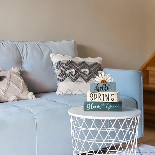 Amyhill 4 Pcs Wooden Sign Decor Hello Spring Bloom - style: Hello Spring Bloom