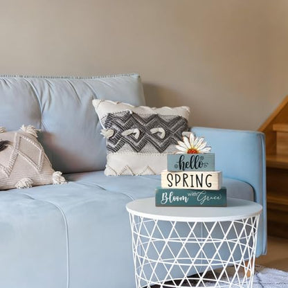 Amyhill 4 Pcs Wooden Sign Decor Hello Spring Bloom - style: Hello Spring Bloom