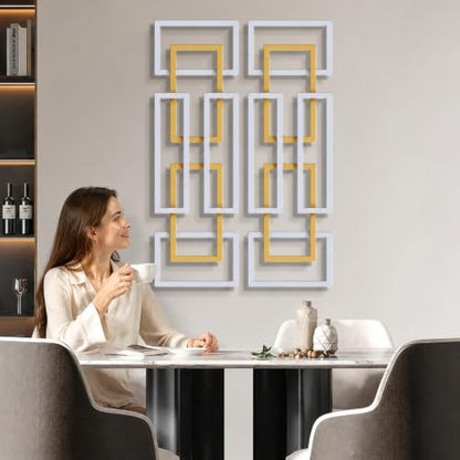JFUJFU Minimalist Geometric Metal Wall Art Set of 2 for Home & Office - color: Silver