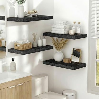Vivelove 10 in Deep Floating Shelves 16” Set of 2, Black - color: Black, size: 15.7”wx10.2”dx1.5”h
