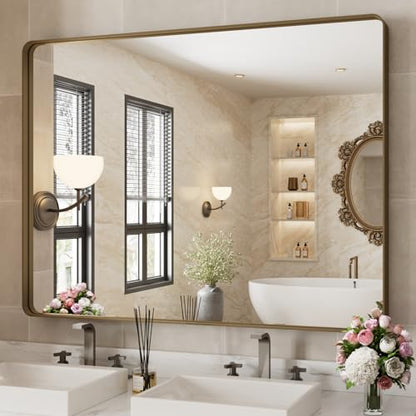 WEER Bathroom Vanity Mirror Bronze 48X36 Inch - color: Bronze, size: 48"L x 36"W
