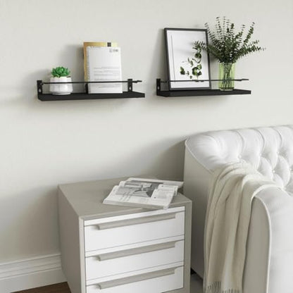 RICHER HOUSE Floating Shelves Bathroom, Small Wall Shelf Over Toilet 2 Set - color: Black