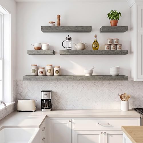 RICHFOCUS Bathroom Floating Shelves for Wall 2Pack|Grey|28" L - color: Grey, size: 28"L x 8"D, Set of 2