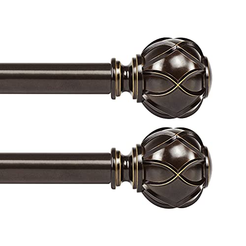 KAMANINA 1 Inch Curtain Rod 28-48 Inch, 2 Pack Antique Bronze Drapery Rods - color: Antique Bronze, size: 28-48"(2Pack)
