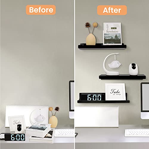 upsimples 4 Pcs 15" Acrylic Shelves for Wall Organize and Display, Black - color: Black