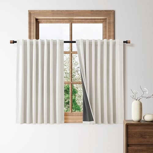 Nanspring 100% Blackout Linen Curtains for Bedroom 50x45 Inches Natural - color: Natural, size: 50"W x 45"L (Pack of 2)
