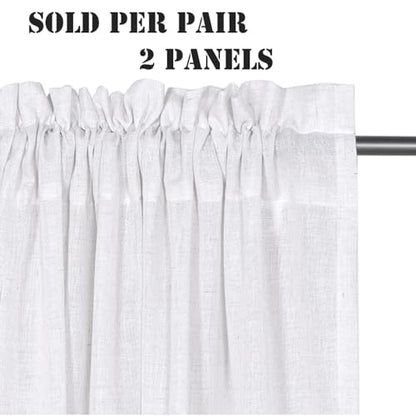 H.VERSAILTEX Window Curtain Linen Textured Semi Sheer Panels for Small Windows/Kitchen/Living Room/Bedroom, Rod Pocket, Natural & Durable (52 inch W X 63 inch L, Set of 2, Heathered White) - color: *Heathered White, size: 52"W x 63"L (Pack of 2)