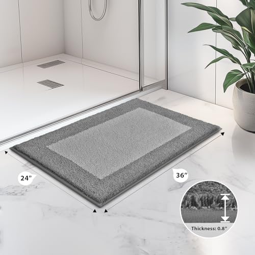 anllugs Bathroom Rugs, 24" x 36" Soft Bath Rugs, Grey & Dark Grey - color: Grey & Dark Grey, size: 24" X 36"