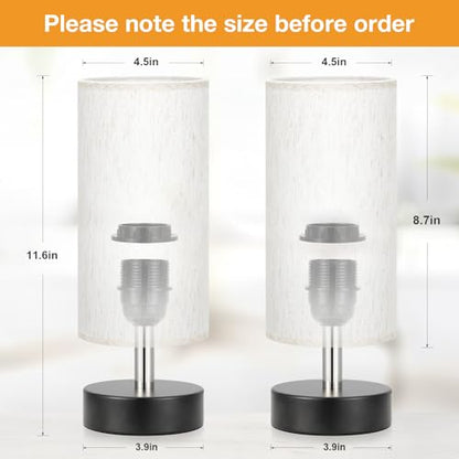 Table Lamps Set of 2（Cream Shade - Black Base, 11.6" Inline Control） - color: Cream Shade-Black Base 2pcs, size: 11.6" Inline Control
