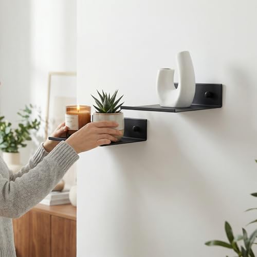Z metnal Small Floating Shelves, Mini Metal Shelf, Decor Display Wall Shelf, Aluminum, Wall Mounted, Matt Black, 6 inch,1 pc - color: Black, size: 6 inch