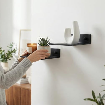 Z metnal Small Floating Shelves, Mini Metal Shelf for Collection Action Figures, Aluminum, Wall Mounted, Matt Black, 4.7 inch, 1 Pack - color: Black, size: 4.7 inch