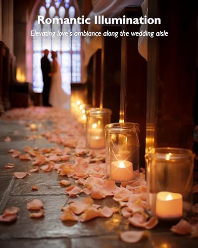 Homemory 24-Pack Flameless Tea Lights Candles Battery Operated, 200+ Hours - color: Bright Amber Glow – White Body, size: Pack of 24
