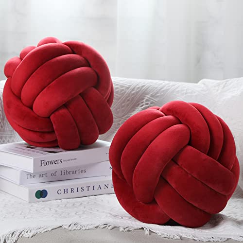Namalu 10.6 Inches 2 Pcs Knot Pillow Decorative Throw Pillow, Wine Red - color: Wine Red, size: 10.6 Inches
