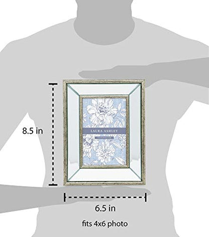 Laura Ashley 4x6 Silver Beveled Mirror Picture Frame Tabletop & Wall Mount - color: Silver, size: 4x6