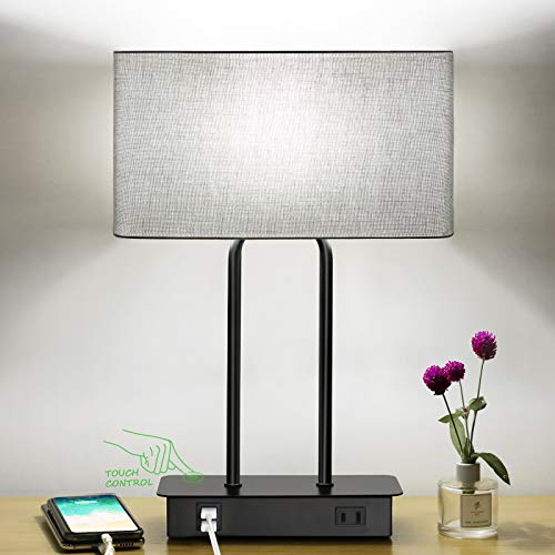 Lakumu Bedside Touch Control Table Lamps, 3 Way Dimmable Nightstand Lamp - color: Gray