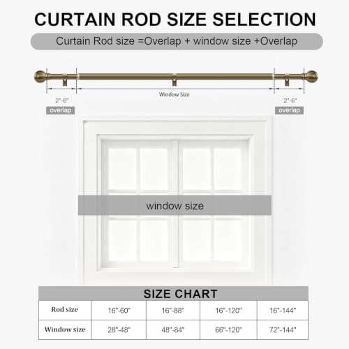 2 Pack Antique Bronze Curtain Rods 16-144 Inch Heavy Duty 1 Inch - color: Bronze, size: 16"-144"|2 Pack