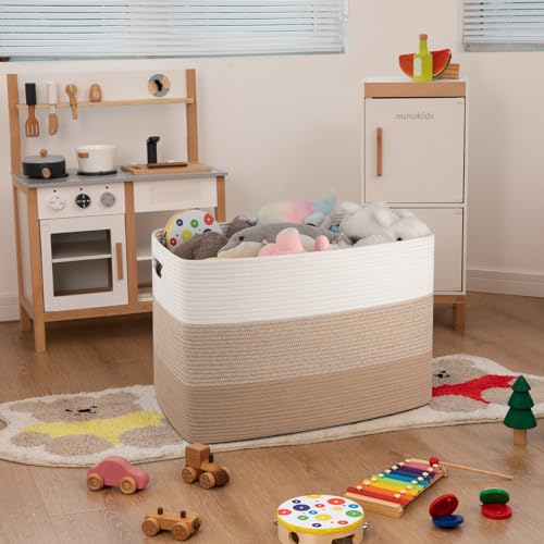 OIAHOMY 108L Extra Large Blanket Basket Dog Toy Basket Light Brown - color: Gradient Light Brown