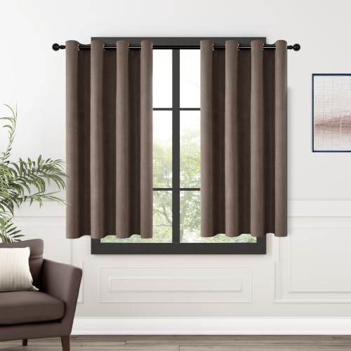 ChrisDowa Brown Blackout Curtains 45 Inches Long 2 Panels for Bedroom - color: Brown, size: 52"W x 45"L (Pack of 2)