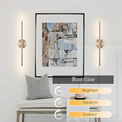 KARTOOSH Battery Operated Wall Sconces Set of Two Wireless Wall Lights - color: Nickel, size: 20.4 Inches