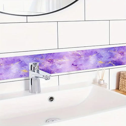 HOMETITUTE Peel and Stick Wallpaper Border 4x196in Purple Galaxy Pattern - color: Purple