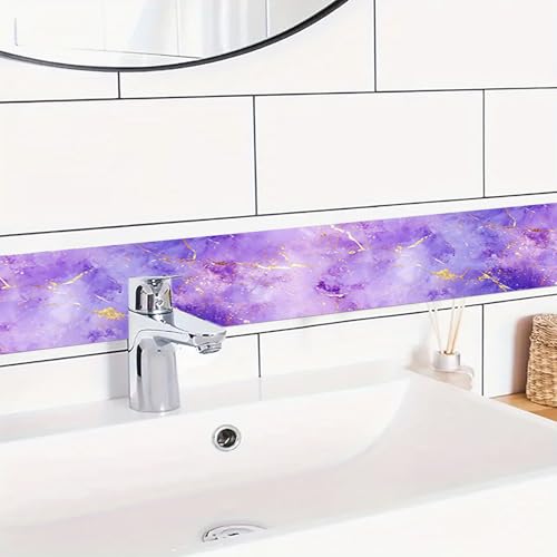 HOMETITUTE Peel and Stick Wallpaper Border 4x196in Purple Galaxy Pattern - color: Purple