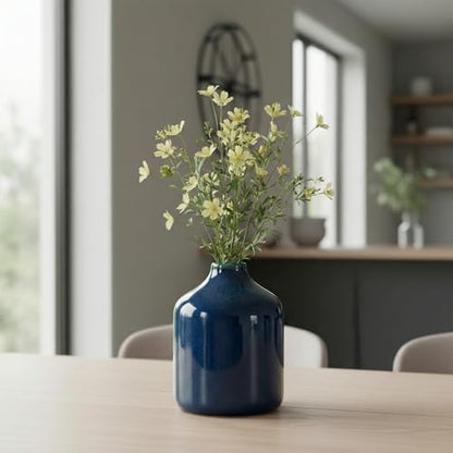 Sunddo Small Blue Ceramic Vase,5 Inch - color: Dark Blue, size: 5 inch