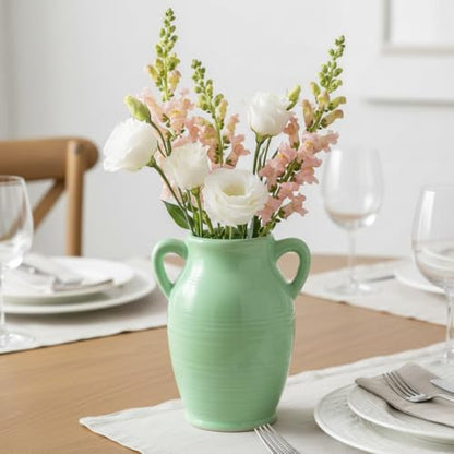 Sunddo Green Ceramic Flower Vase, 8 Inch - color: Mint Green - 8, size: 8 Inch
