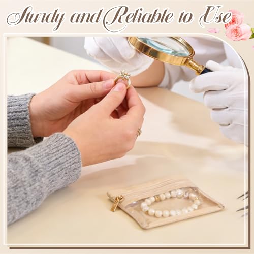12 Pcs Portable Velvet Jewelry Pouch with Zipper, Clear - color: A.12 PCS
