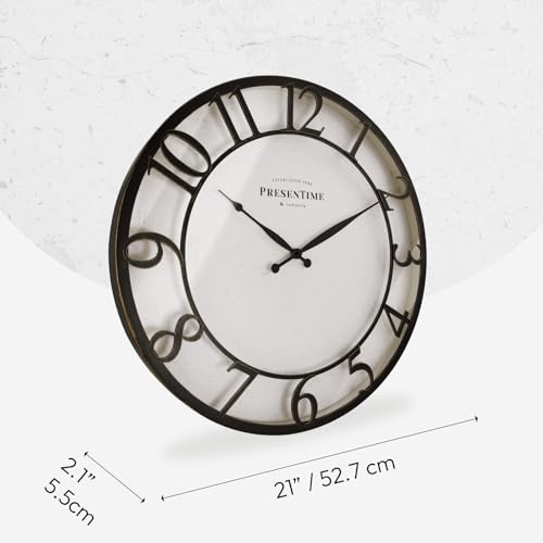 Presentime 21" Farmhouse Series Wall Clock - color: Oil Rubbed Bronze / Antique White, size: 21 inch