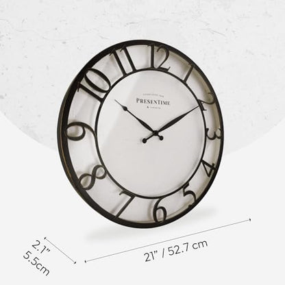 Presentime 21" Farmhouse Series Wall Clock - color: Oil Rubbed Bronze / Antique White, size: 21 inch